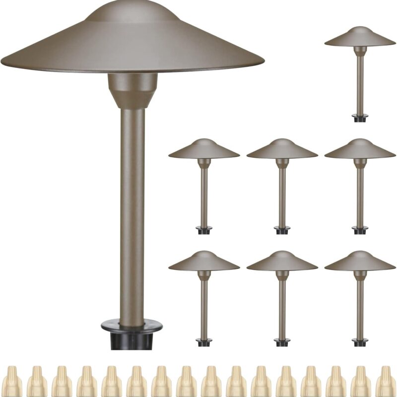 Lumina Lighting® 3W Landscape Lighting 12V Landscape Lights Low Voltage Landscape Path Lights Warm White Waterproof Outdoor Replaceable G4 LED Bulb for Garden Pathway Lawn Yard (Bronze, 8-Pack)
