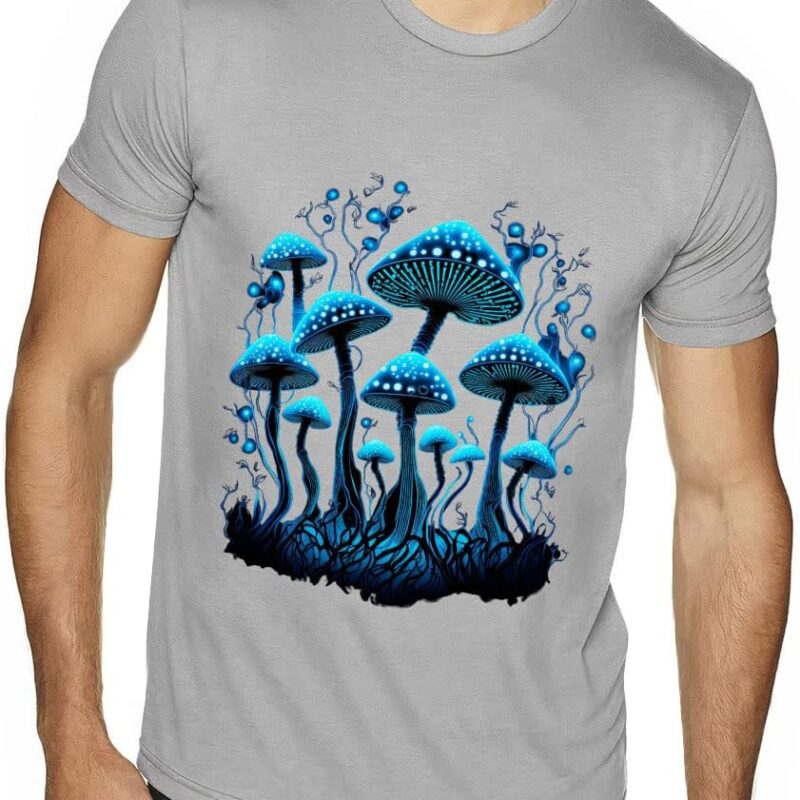 Cool Mushroom Sueded T-Shirt - Magic T-Shirt - Print Sueded Tee