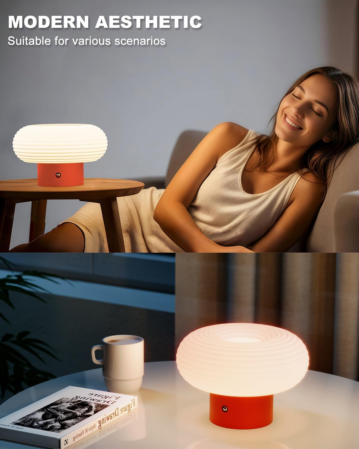 61r-TVnZDzL._AC_SL1500_.jpg FANHAO Orange Mushroom Lamp, 70s Retro Midcentury Lamp for Room Aesthetic - Image 9