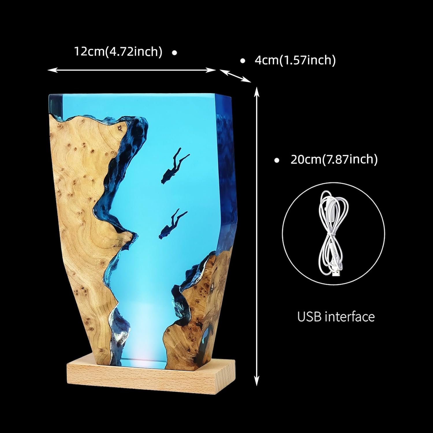 61rF1TZyaqL._AC_SL1500_.jpg Epoxy Resin Diver Lamp, Diver Ocean Lamp,Handmade Home Decor Bedside Nightlight, Unique Resin Lighting, Nightstand Decorations for Bedroom, Suitable for Holidays(Two Divers) - Image 2
