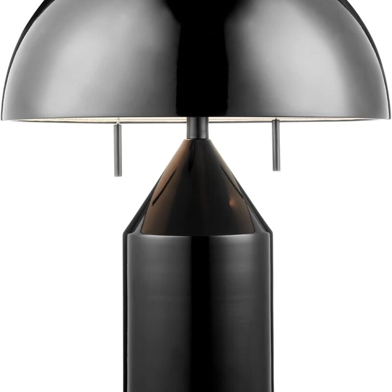 Lite Source Ranae 21 1/2" Gloss Black Metal Modern Mushroom Table Lamp