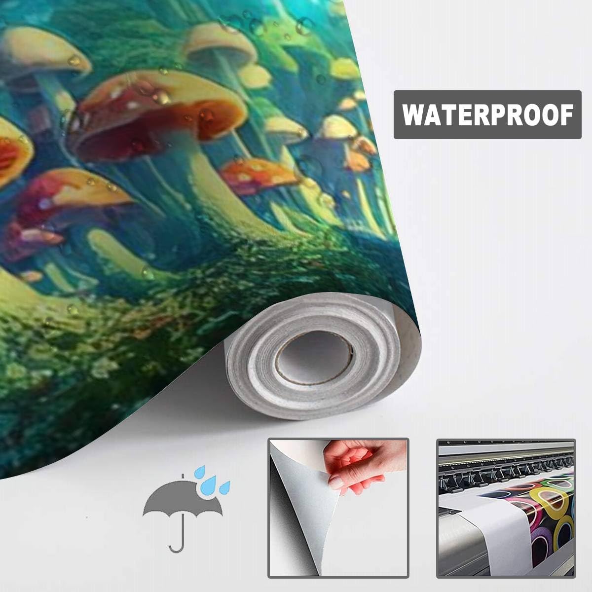 61ucmU0xl7L._AC_SL1200_.jpg 3D Modern Canvas Wallpaper Mural Glowing Giant Mushroom Forest Psychedelic Fantasy surrealism Peel and Stick Removable Self Adhesive Wall Stickers for Living Room Kids Bedroom Home Decor - Image 6