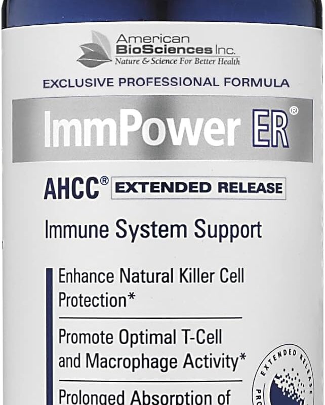 ImmPower ER AHCC (Extended Release) Immune Support Mushroom Supplement, 60 Capsules, 500 milligrams per Capsule