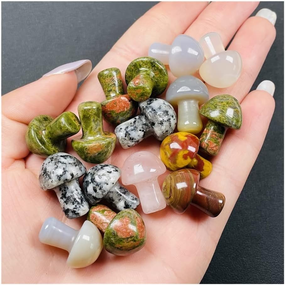 61wBgdq425L._AC_SL1001_.jpg Natural Crystal Natural Crystal Mini Mushroom Shaped Crystal Gemstone Decor Power Stone Crystal (Size : 10PC) - Image 2