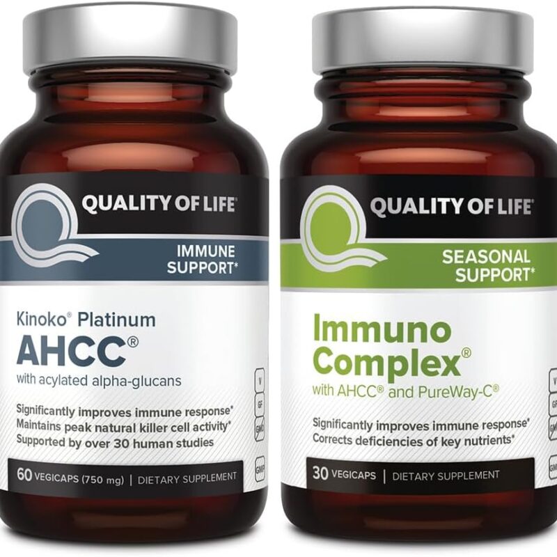 Quality of Life - Ultimate Immune Support Bundle - AHCC Kinoko Platinum Mushroom Extract and Immuno Complex Featuring Vitamin C