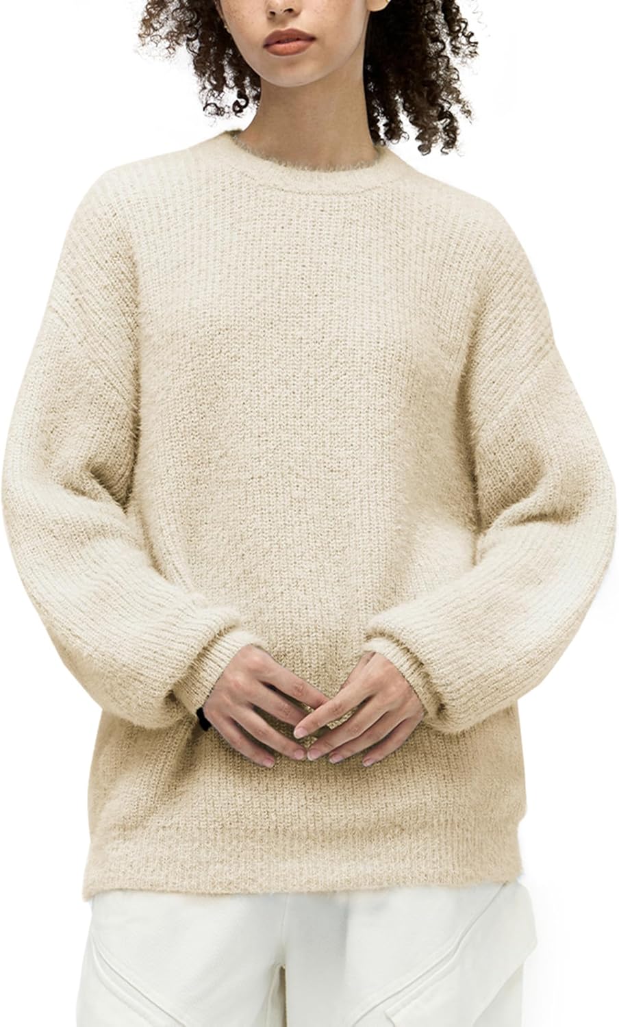 71fm8CNV1L._AC_SL1500_.jpg Aelfric Eden Oversized Sweaters Mohair Furry Sweater Crewneck Knit Casual Soft Pullover 2024 Trendy Outfits - Image 4