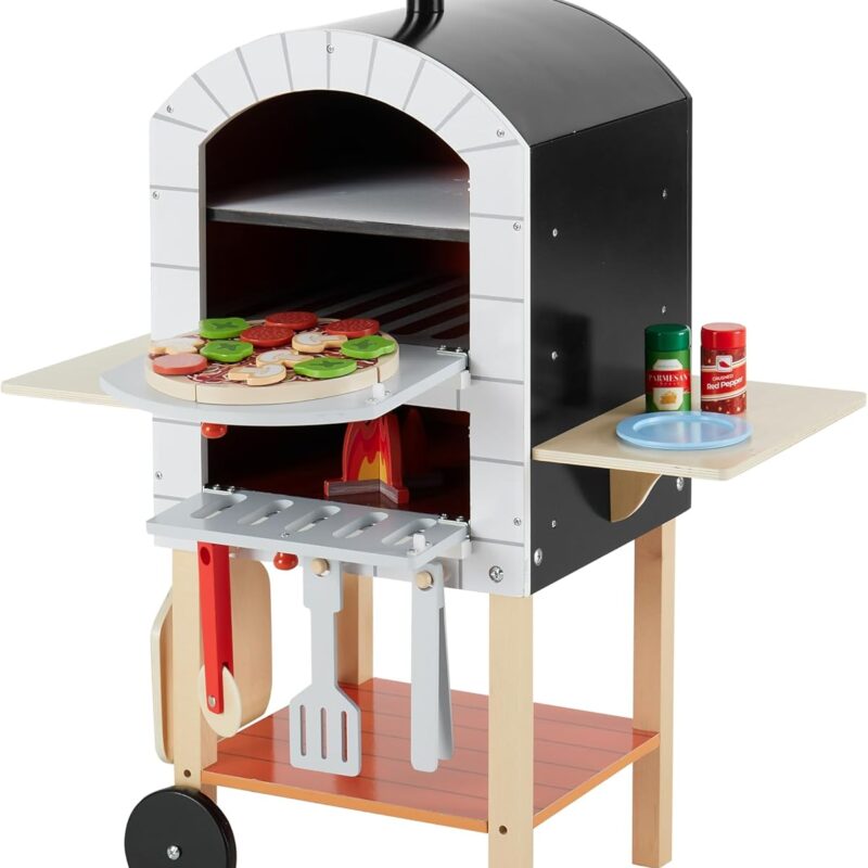 71-G4MgR5jL._AC_SL1500_.jpg Teamson Kids My Little Helper Pizza Oven & 24 pc. Accessory Set with Cooking Utensils and Pizza Toppings