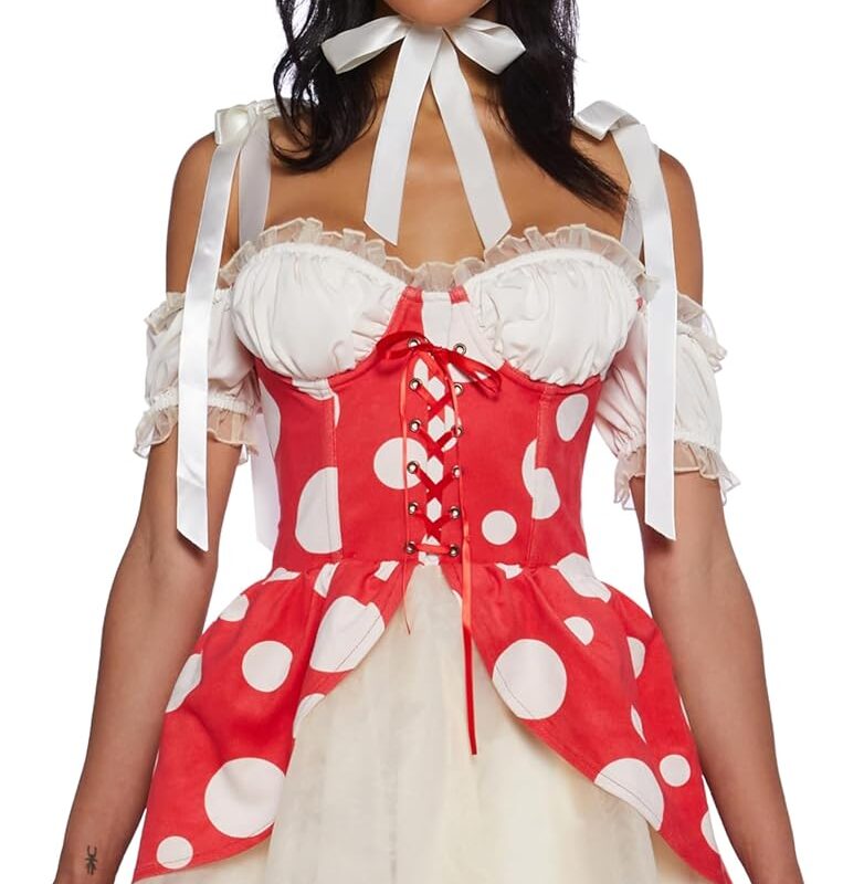 Dolls Kill Princess Toad Costume for Women - Mushroom Kingdom Mini Dress by Trickz N' Treatz