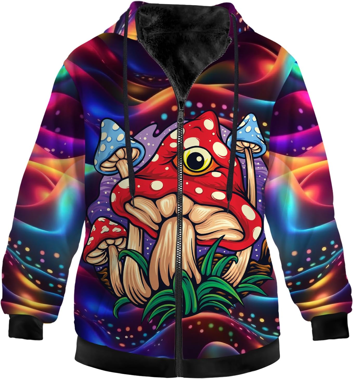 710ykdCriFL._AC_SL1500_.jpg Mushroom Jacket for Women Men Fleece Sweatshirts Zip Up Hoodies Long Sleeve Hooded Coat with Drawstring Pockets