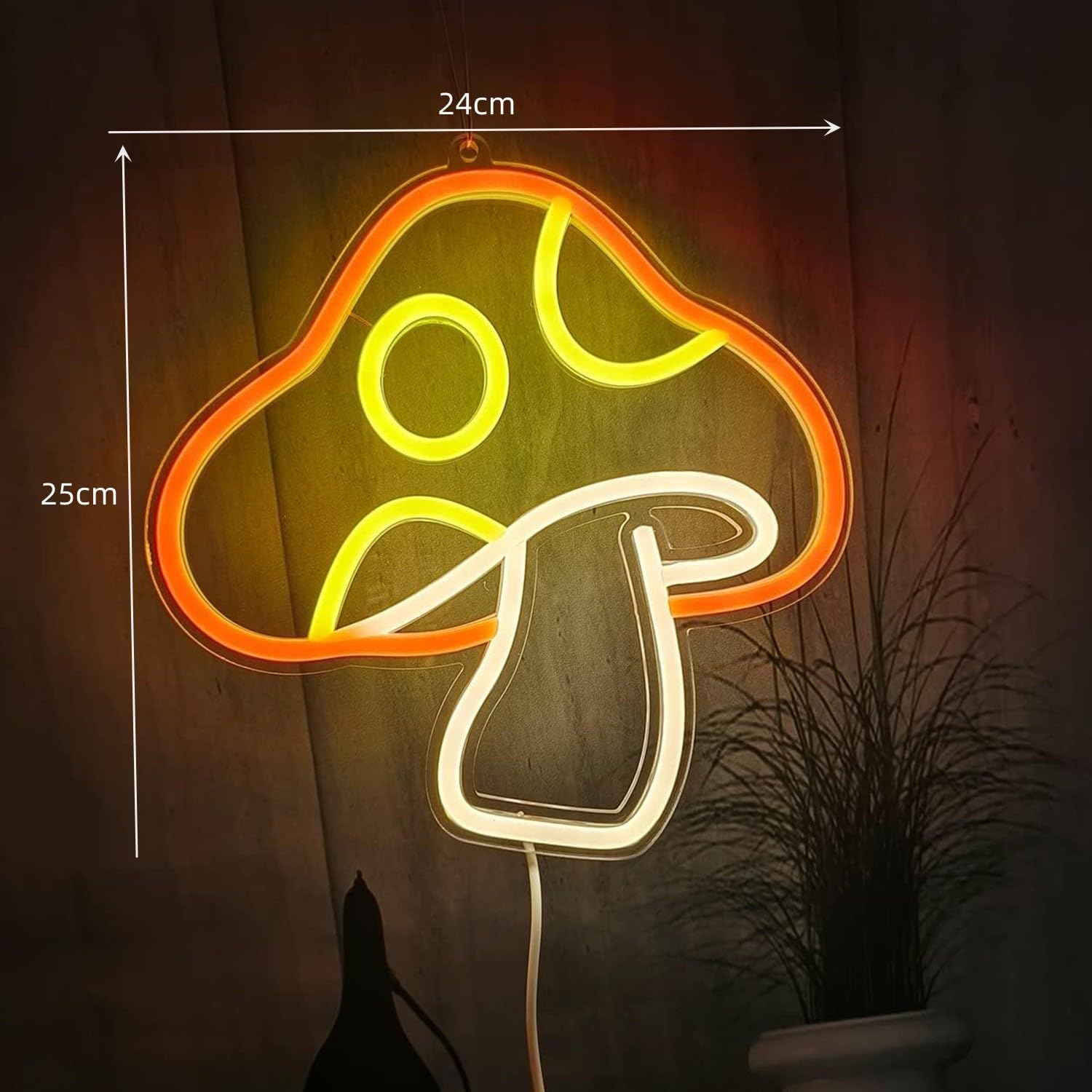 711YF2LXaOL._AC_SL1500_.jpg Neon Night Light,Mushroom Neon Sign Dimmable Led Cute Night Light,for Bedroom,Kids Room,party,Game Room Decor,Children's gifts (Style 4) - Image 5