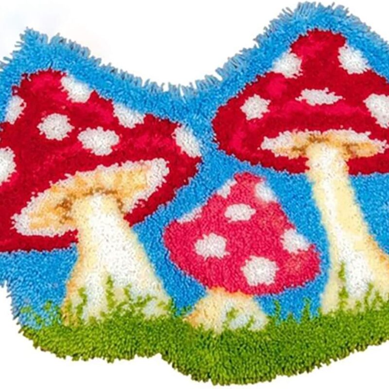 ZFFLYH Latch Hook Kit Rug for Adults Crocheting Carpet Mat Tapestry Pre-Printed Canvas 86Cmx58cm / 34" X 24.5",Mushrooms