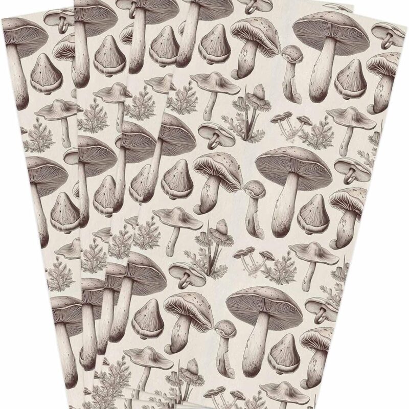 Mushroom Kitchen Towels with Hanging Loop Super Absorbent Soft Dish Towels Farmhouse Retro Khaki Mushroom Tea Hand Towels Drying Cleaning Home Decor 4 Pack 18x28
