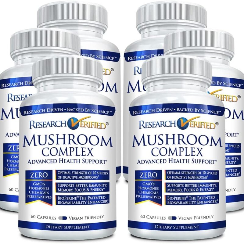 Research Verified Mushroom Complex - Support Immunity, Boost Antioxidants, Improve Cognitive Function - 10 Mushrooms Including Reishi, Maitake, and Shiitake - 360 Capsules - Vegan