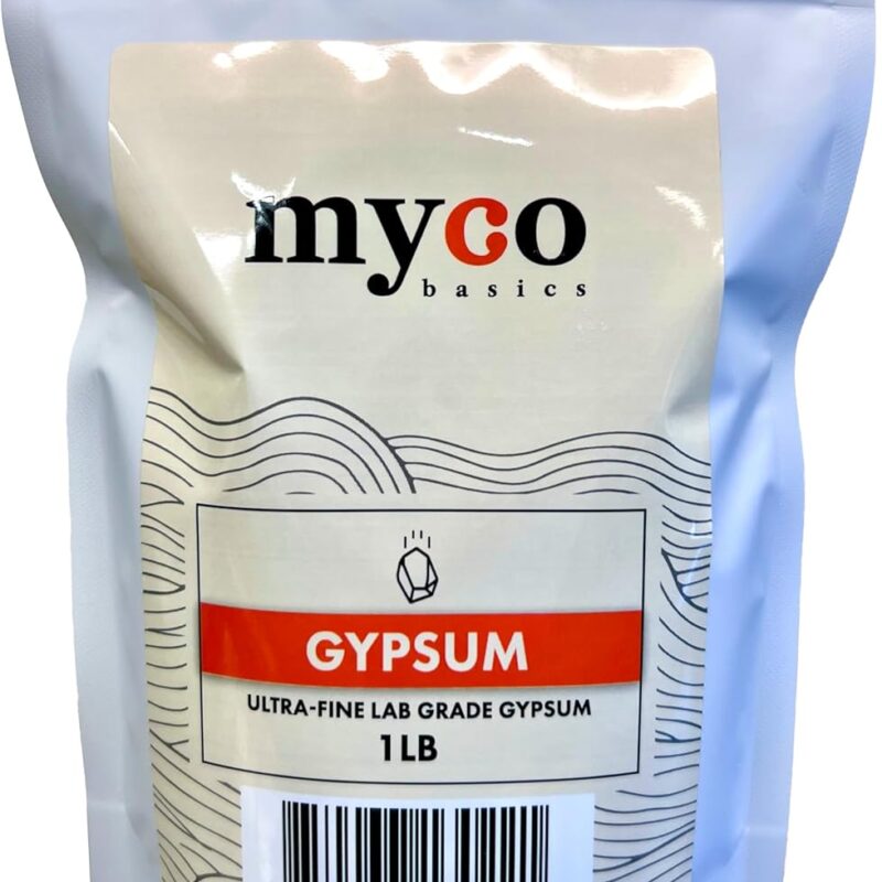 Ultra-Fine Lab Grade Gypsum for Mushroom Substrates, Brewing, Tofu - No Additives, 97% Calcium Sulfate 22.5% Calcium (Ca) 18% Sulfur (S) - Packaged in HEPA Enclosure
