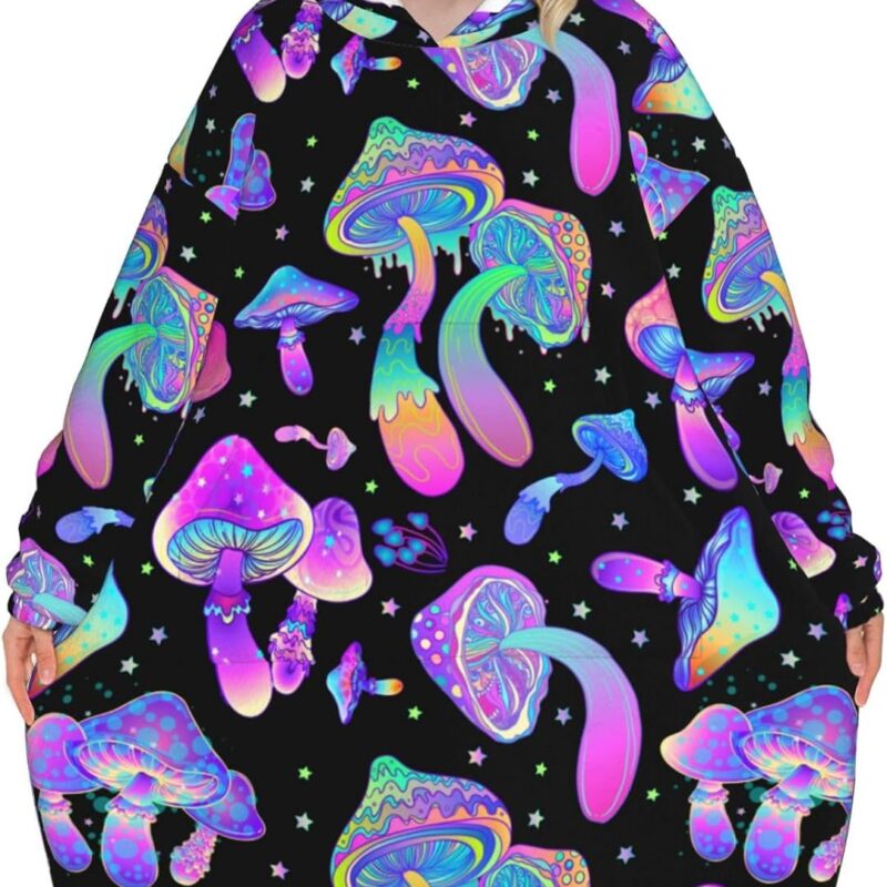 Violet Purple Rose Wearable Blanket Hoodie For Adults Soft Sweatshirt Blanket With Pockets For Women