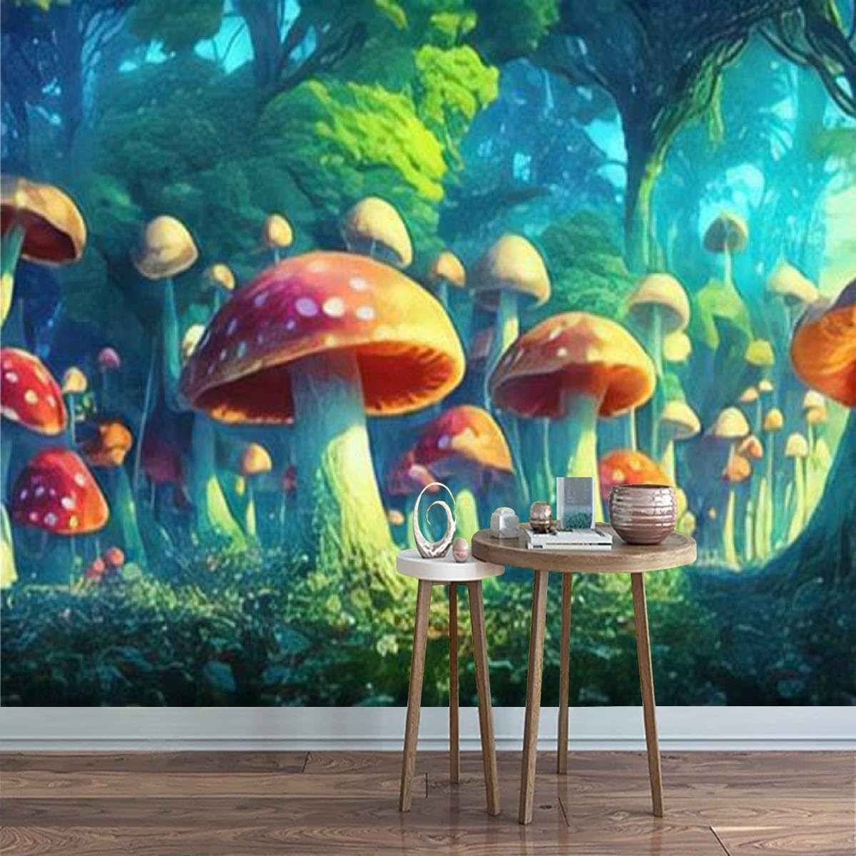 713yv-ev8WL._AC_SL1200_.jpg 3D Modern Canvas Wallpaper Mural Glowing Giant Mushroom Forest Psychedelic Fantasy surrealism Peel and Stick Removable Self Adhesive Wall Stickers for Living Room Kids Bedroom Home Decor