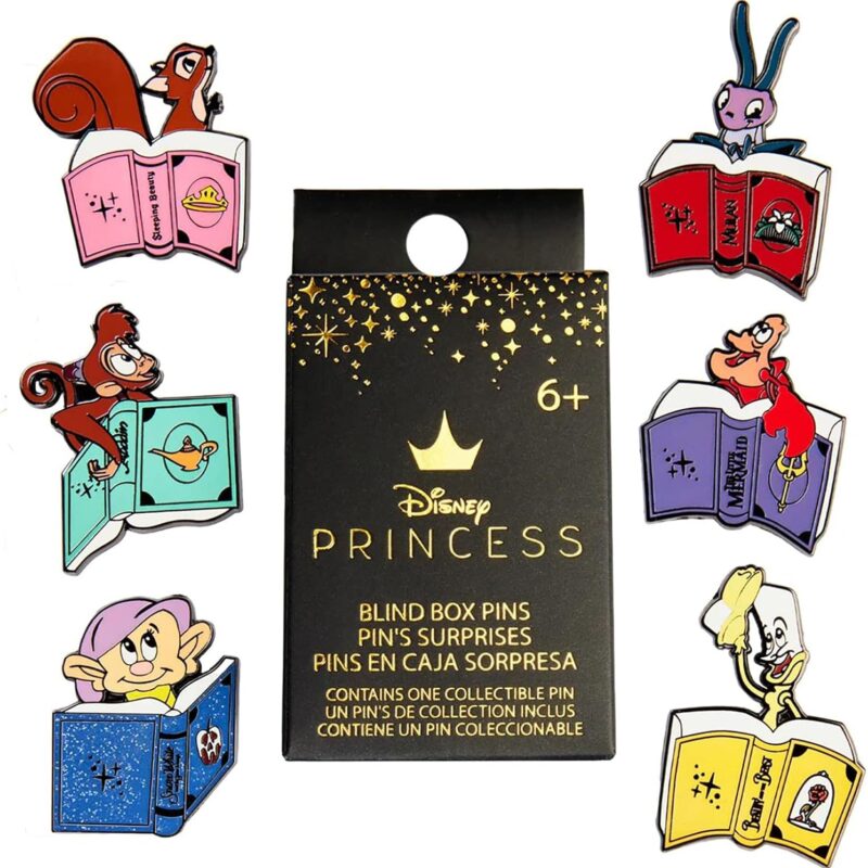 Loungefly Disney Princess Books Surprise Box Collectible Lapel Pins, Individually Boxed Novelty Character Pin, Characters May Vary, 1.5 Inches