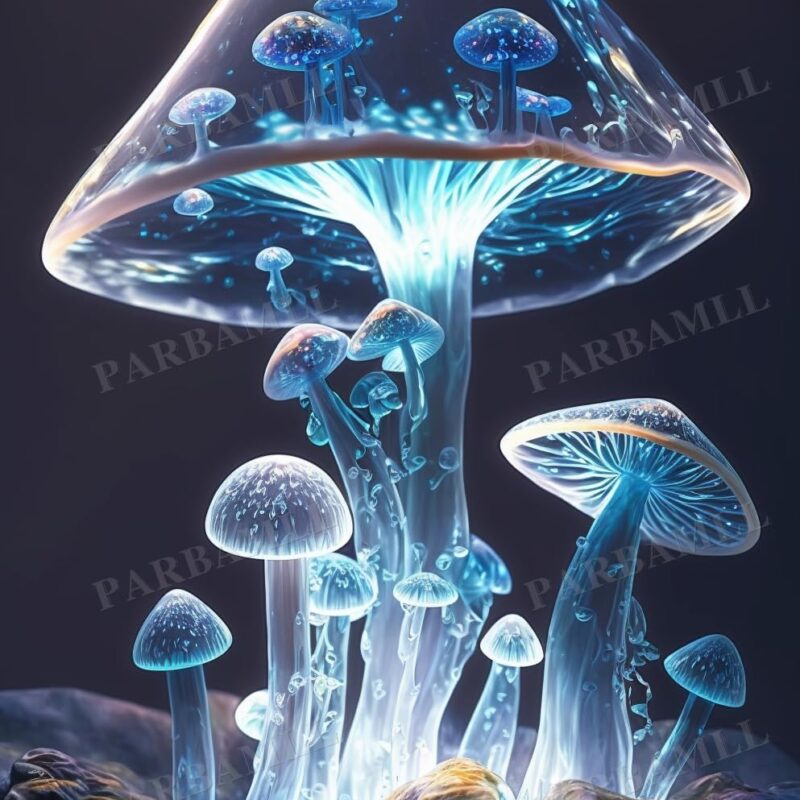 Crystal Mushroom Art Framed Painting Artistic Framed Vintage Wall Art for Bedroom Decor Gallery Decor 20X30 inch - Realistic High Definition Printing Crafted Collections