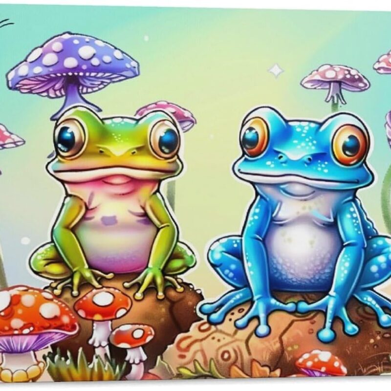 GeRRiT Frog Poster,Frog Animated Mushroom Poster Canvas Wall Art Aesthetic Posters & Prints Wall Decor for Bedroom Dorm Living Room Paintings Pictures Wall Decor Framed Unframed 16x24inch(40x60cm)