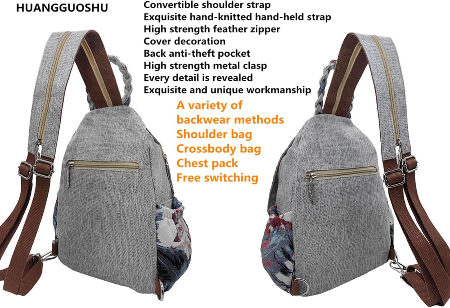 71AALXa3Z3L._AC_SL1500_.jpg Womens Hippie Cotton Hemp Cloth Backpack Boho Vintage Embroidered Casual Purse - Image 4
