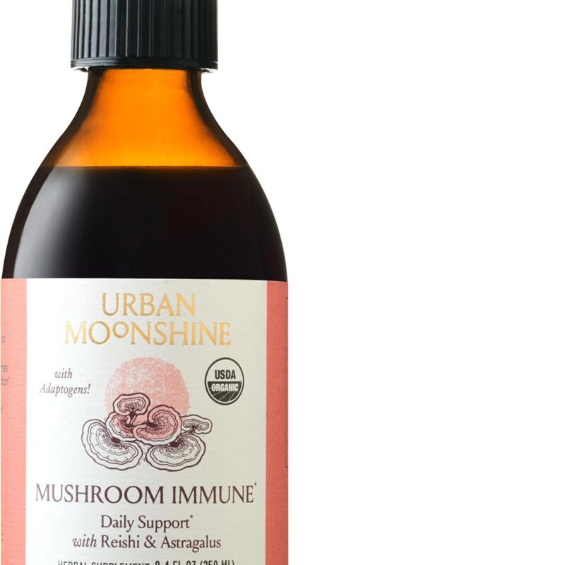 Urban Moonshine Mushroom Immune - Daily Support with Reishi & Astragalus - Long-Term Tonic for Healthy Immune System - Immune Support Supplement - Gluten Free Herbal Supplement - 8.4 Fl Oz