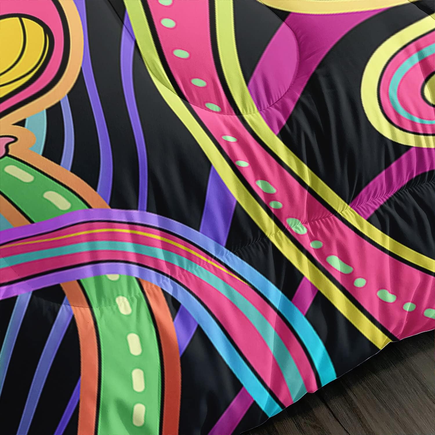 71C4sPr4oIL._AC_SL1500_.jpg Colorful Mushroom Comforter Set Queen Size Kids 3D Mushroom Bedding Set Cute Theme Quilt Bed Set for Boys Girls Adults with 1 Comforter and 2 Pillowcases - Image 3