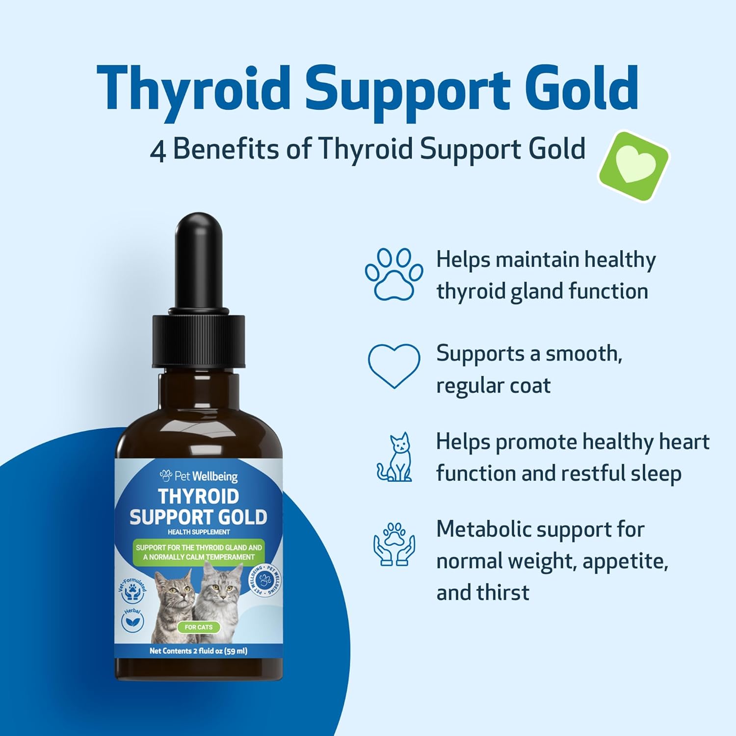 71CMVhAybGL._AC_SL1500_.jpg Pet Wellbeing Thyroid Support Gold for Cats - Supports Healthy Thyroid Gland Function in Cats, Normal Metabolism, Bugleweed, Lemon Balm - Veterinarian-Formulated Herbal Supplement 2 fl oz (59 ml) - Image 4