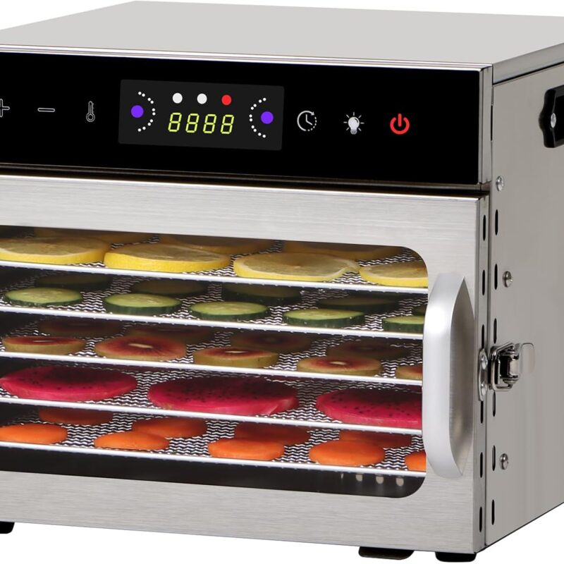 Panana Food Dehydrator Machine, Dehydrators for Jerky, Stainless Steel Dehydrater for Fruits, Vegetables, Herbs, Mushroom, Dog Treats, Dehydrators Christmas Gift, New Year Gift (New-6 Trays)