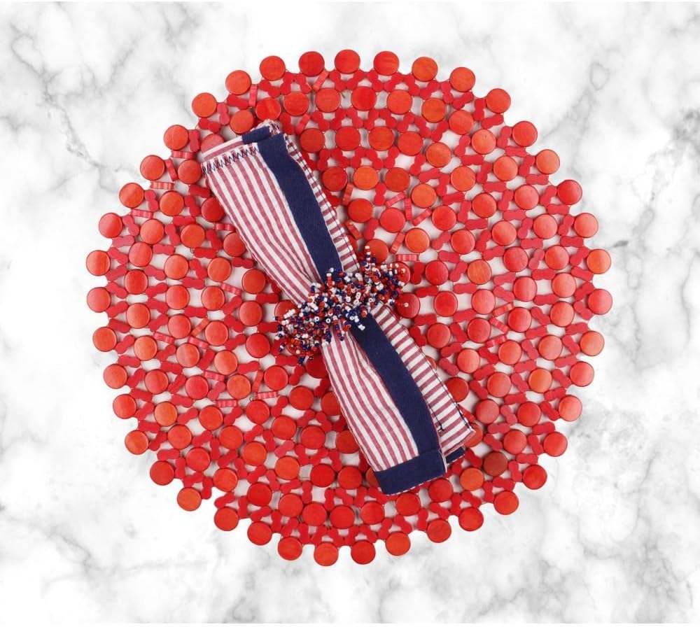 71Dd4U-f5VL._AC_SL1000_.jpg Kim Seybert Set of 4 Round Bamboo Placemats in Coral - Image 2