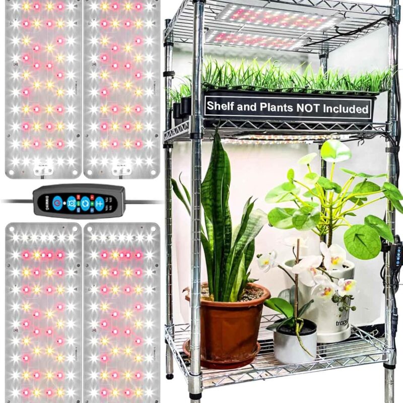 DOMMIA Grow Light, Full Spectrum 50W(500W Equiv) LED Grow Lights for Indoor Plants. 6000K, 3 Spectrum Modes, Dimmable, Timer, Durable Aluminum Ultra-Thin with 288 LEDs. Idea for Seedlings, Greenhouse