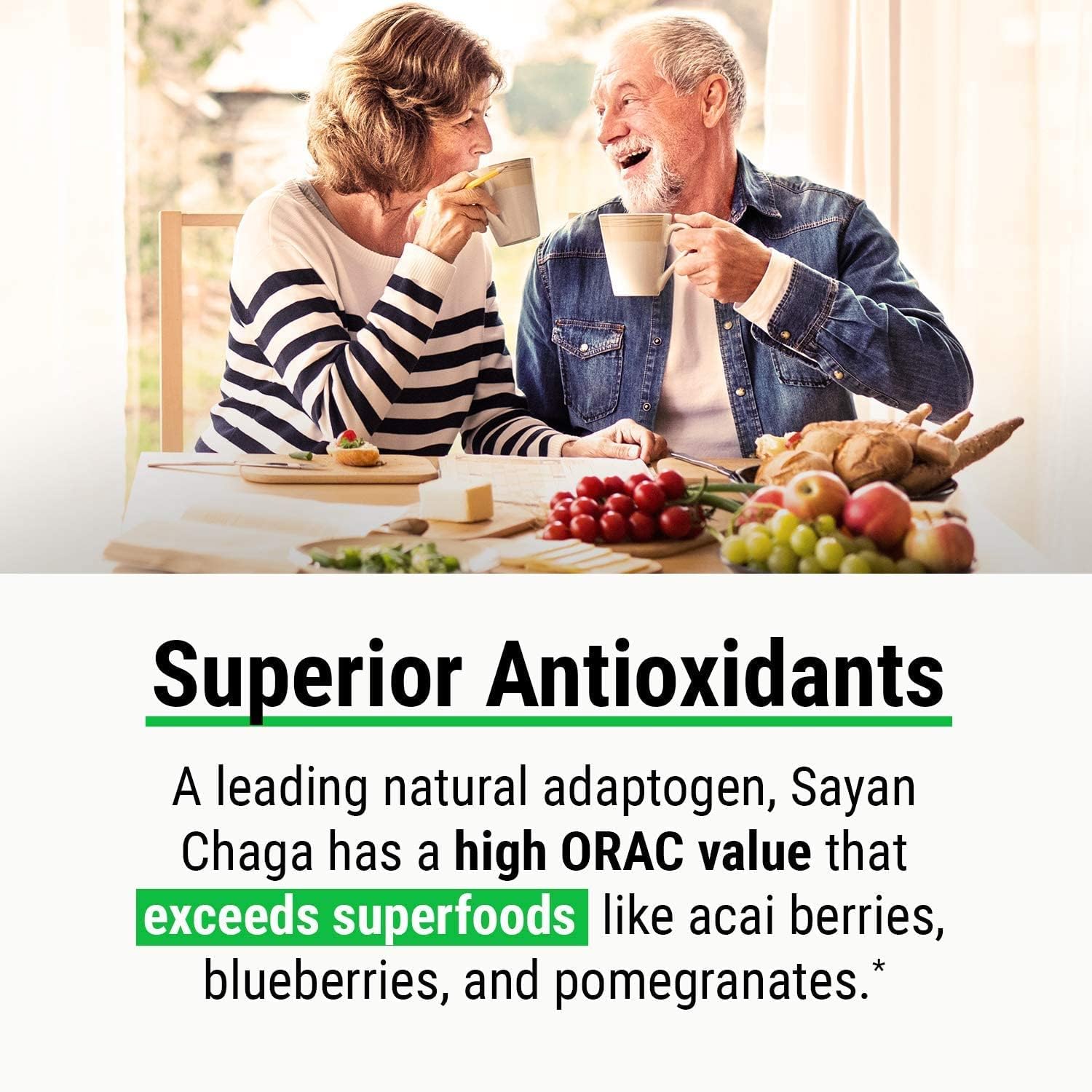 71FAbpbIH8L._AC_SL1500_.jpg Sayan Siberian Wild Forest Chaga Mushroom Extract Powder 2 Oz and Chaga with Shilajit 90 Vegetarian Capsules - Wild-Harvested Dietary Supplement for Immune System Support + Natural Energy Boost - Image 3