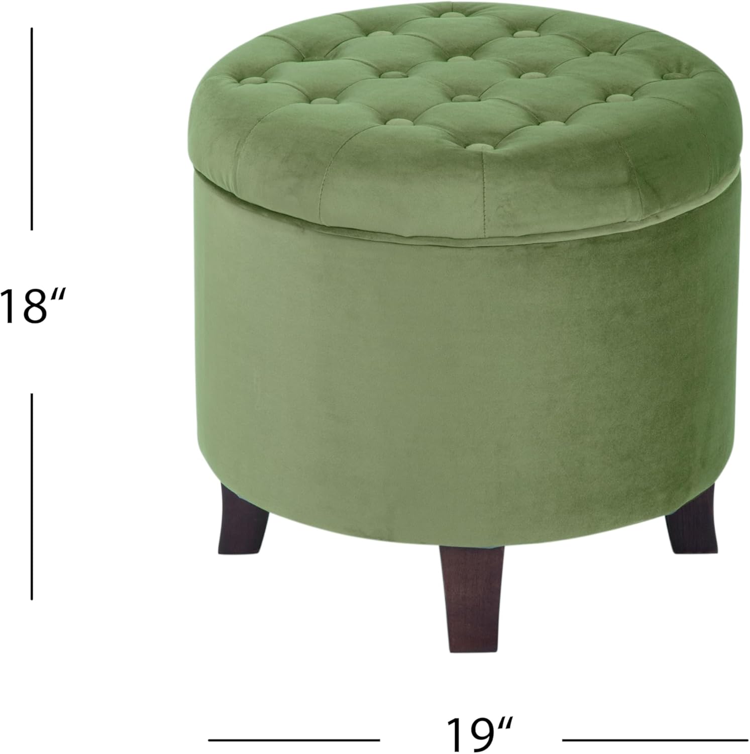 71FyDmbxi2L._AC_SL1500_.jpg Homepop Home Decor | Upholstered Round Velvet Tufted Foot Rest Ottoman | Ottoman with Storage for Living Room & Bedroom | Decorative Home Furniture, Green - Image 3