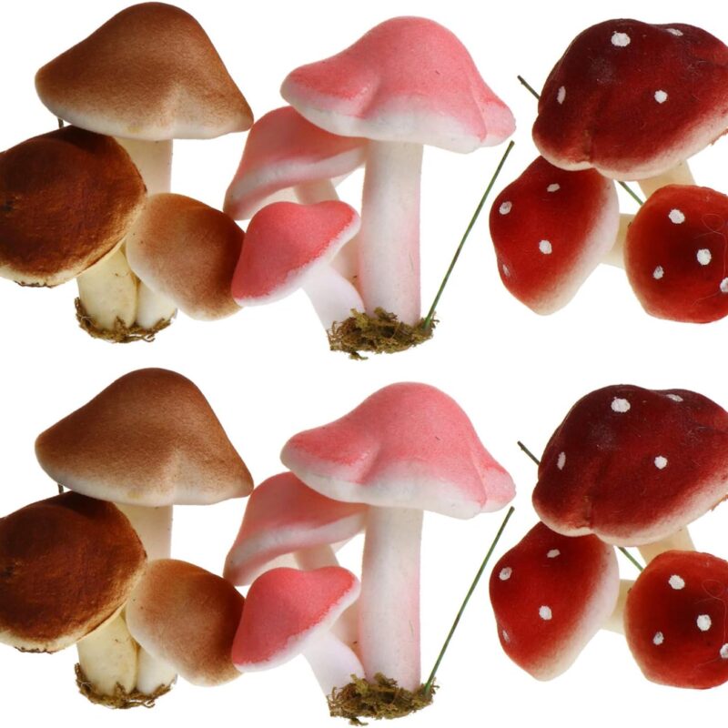 Gerrit Foam Mushroom Brown 6pcs Fake Froth Mushroom Simulation Froth Mushroom Garden Miniatures Mushroom Decoration Mushroom Ornaments Accessorie (Random Color) Foam Mushroom Large