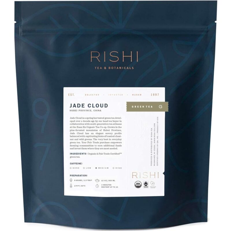 Rishi Tea Jade Cloud Green Tea - Organic Chinese Caffeinated Loose Leaf with Natural Antioxidants, Enjoy Hot or Iced - 16 Ounces, 56+ Servings
