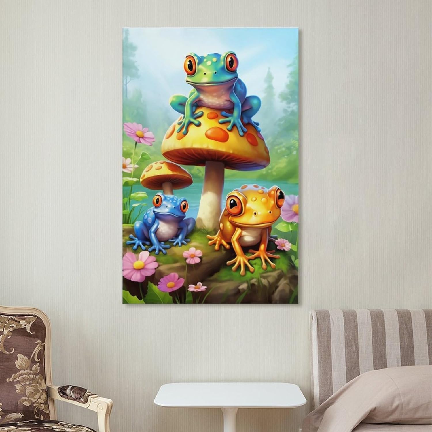 71HQ0UWdiKL._AC_SL1500_.jpg Animals Frogs Mushrooms Colorful Cartoon Poster Canvas Wall Art Aesthetic Posters & Prints Wall Decor for Bedroom Living Room Paintings Pictures Wall Decor Framed Unframed 16x24inch(40x60cm) - Image 7