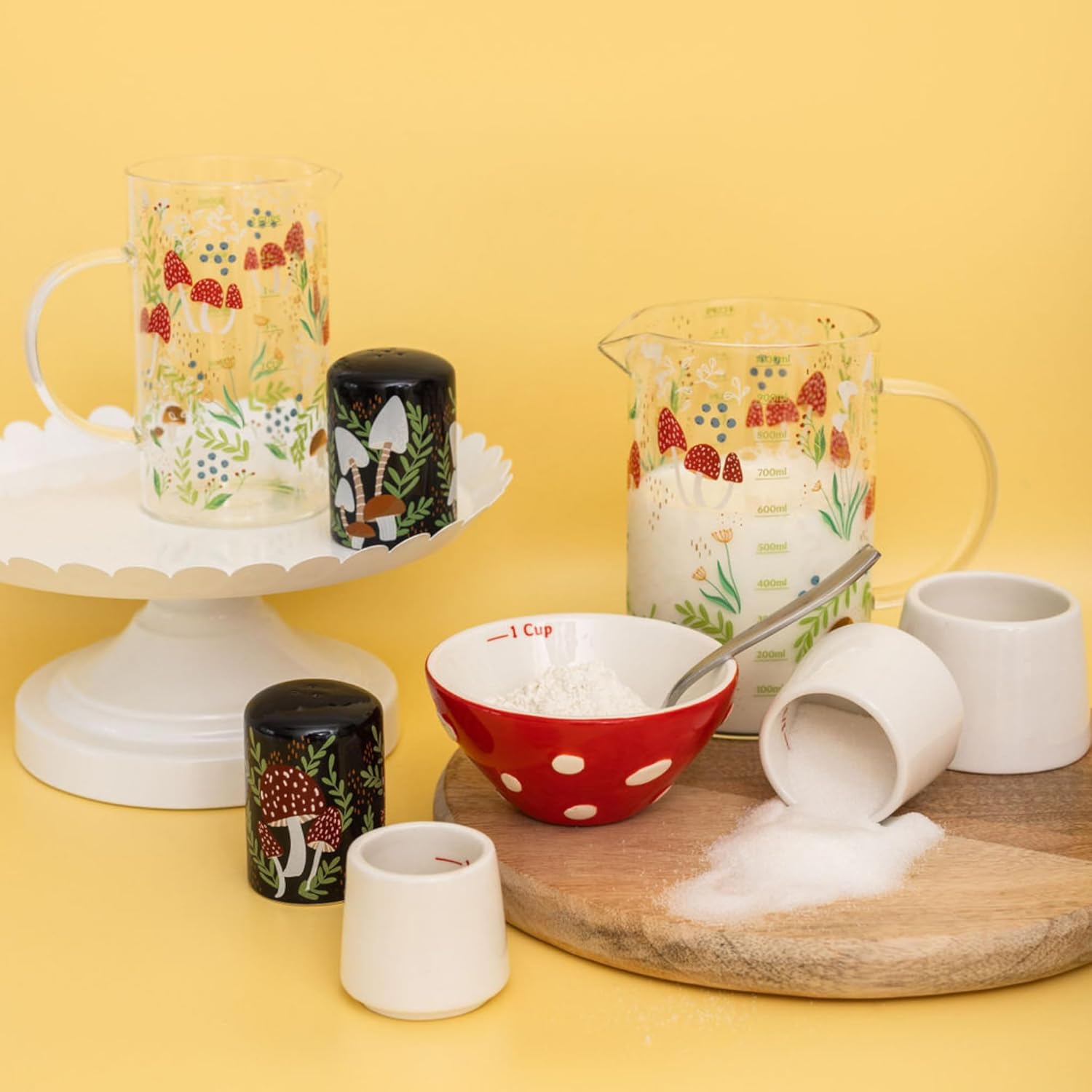 71I69FgHITL._AC_SL1500_.jpg Steel Mill and Co. Mushroom Salt and Pepper Ceramic Shaker Set Bundle with Ceramic Mushroom Measuring Cup Stacking Set - Image 9
