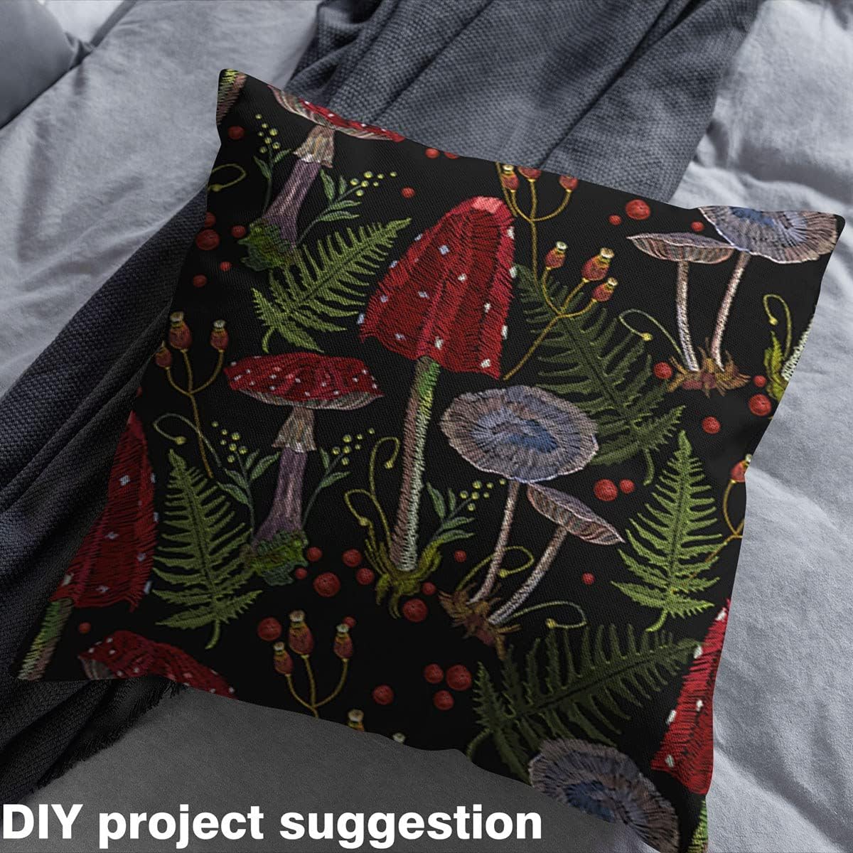 71K1jr4hZ4L._AC_SL1200_.jpg Wild Mushroom Fabric by The Yard Farmhouse Style Trippy Mushrooms Rustic Plants Fabric for Upholstery and Home DIY Projects Embroidery Retro Herbs Fabric for Chairs Curtains Lamp Shade,10 Yards - Image 3