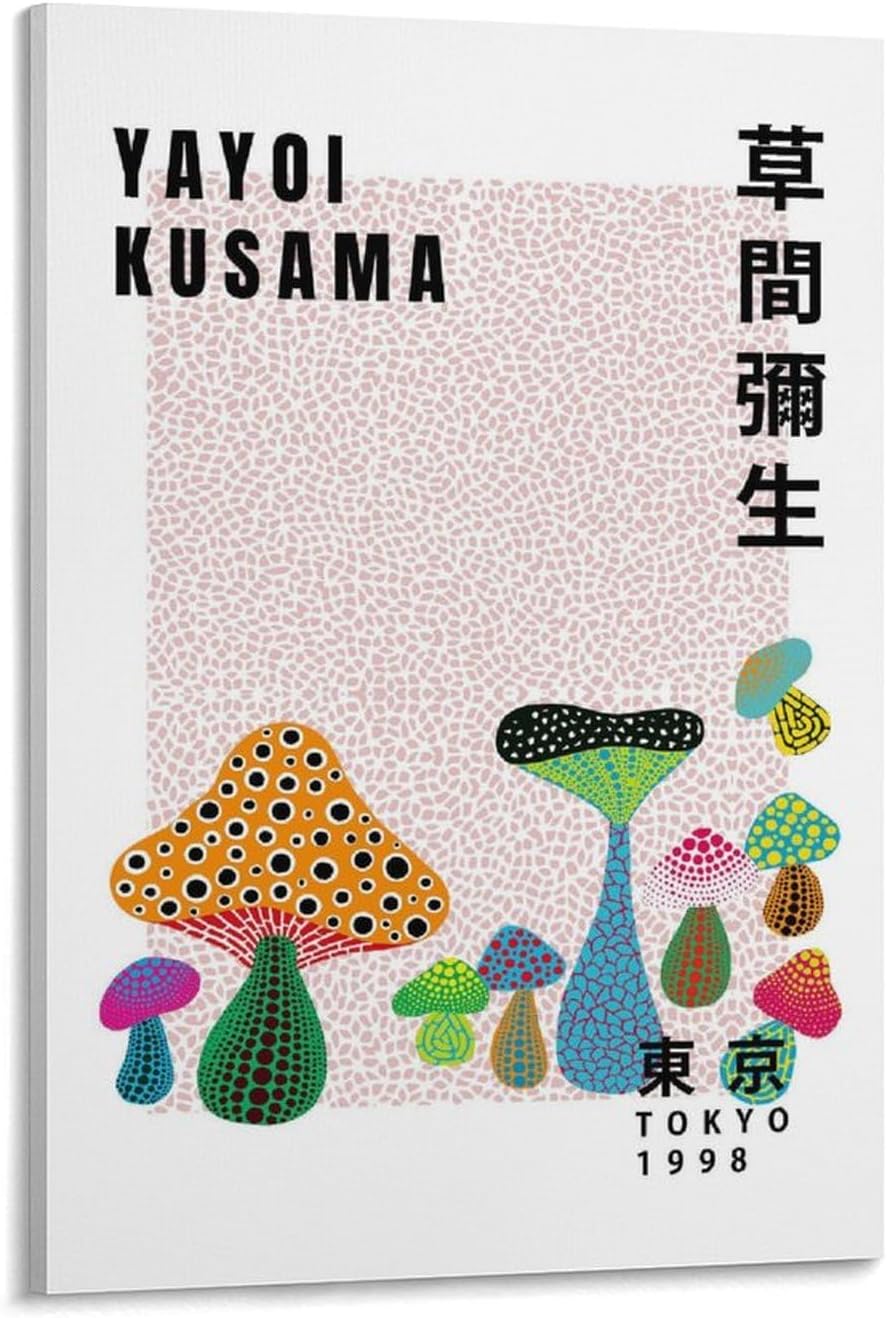71MZDN68pFL._AC_SL1500_.jpg silanod Artist Yayoi Kusama Mushroom Design Wall Art Posters For Room Aesthetic Poster For Bedroom Bathroom Living Room Office Kitchen Decor Frame-Poster20x30inch(50x75cm)