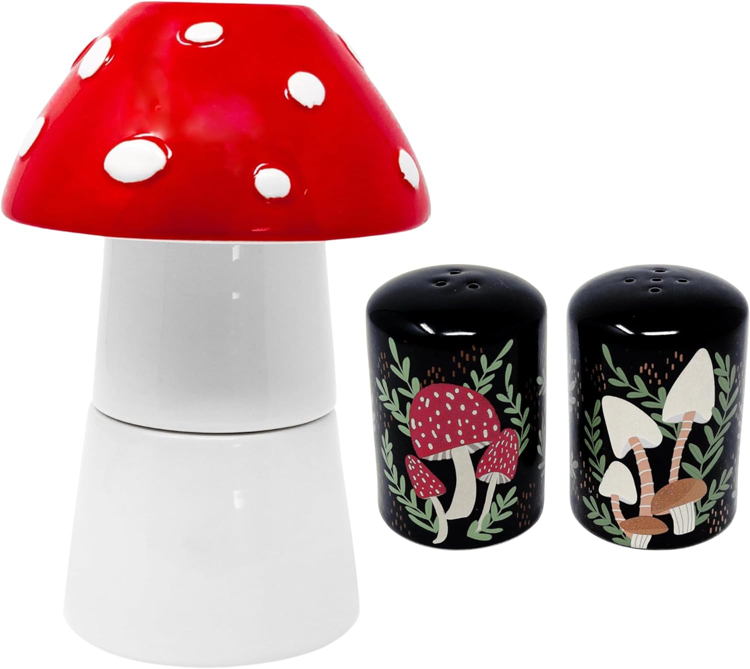 71NMBTADg5L._AC_SL1500_.jpg Steel Mill and Co. Mushroom Salt and Pepper Ceramic Shaker Set Bundle with Ceramic Mushroom Measuring Cup Stacking Set