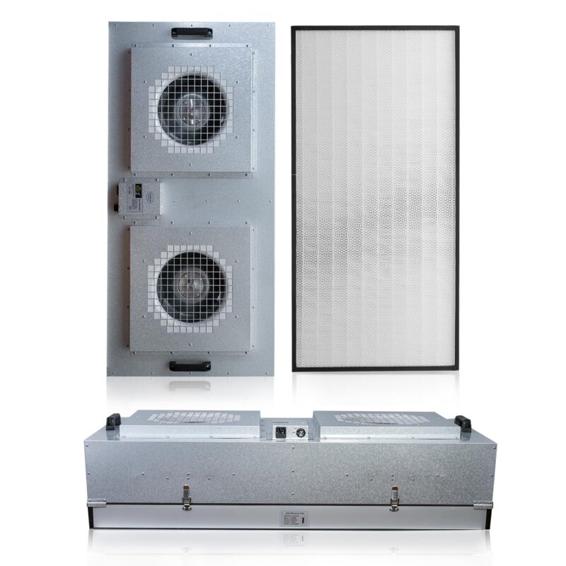 HEPA H14-Filter Laminar Flow Hood Updated FanFilter Unit（Include HEPA Filter）100/ISO Class 5 Cleanroom/Laboratory/Cleanroom/Mushroom Room, Laminar Air Flow Hood(46.2"x22.6"110V，Dual Machine)