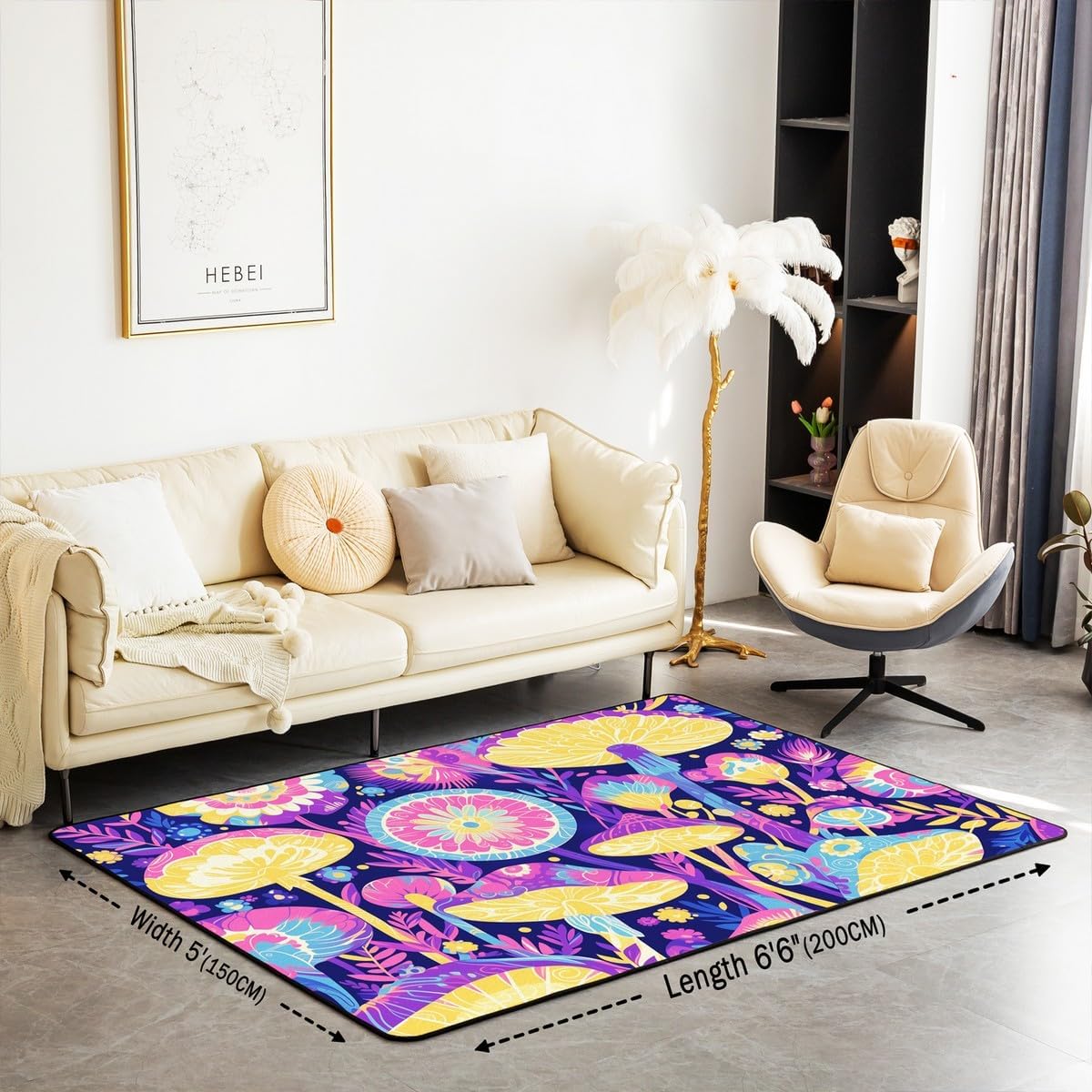 71NqBMZyx2L._AC_SL1200_.jpg Erosebridal Lovely Mushroom 5x7 Area Rug, Mysterious Mushroom Spot Carpet, Cartoon Magic Natural Wild Plants Theme Indoor Floor Mat,Dream Farmhouse Botanical Style Decorative Rug, Pink Blue - Image 2