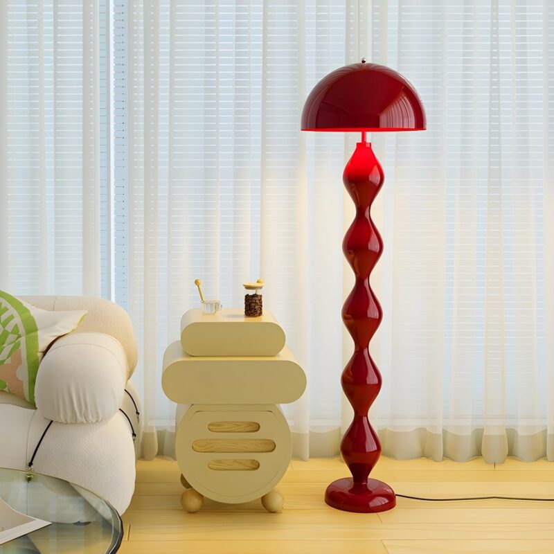 Vintage Mushroom Iron Shade Floor Lamp, 3 Colors Dimmable, Non-Flickering Light, Cream Style, 16 x 59 inches, Modern, Indoor Use
