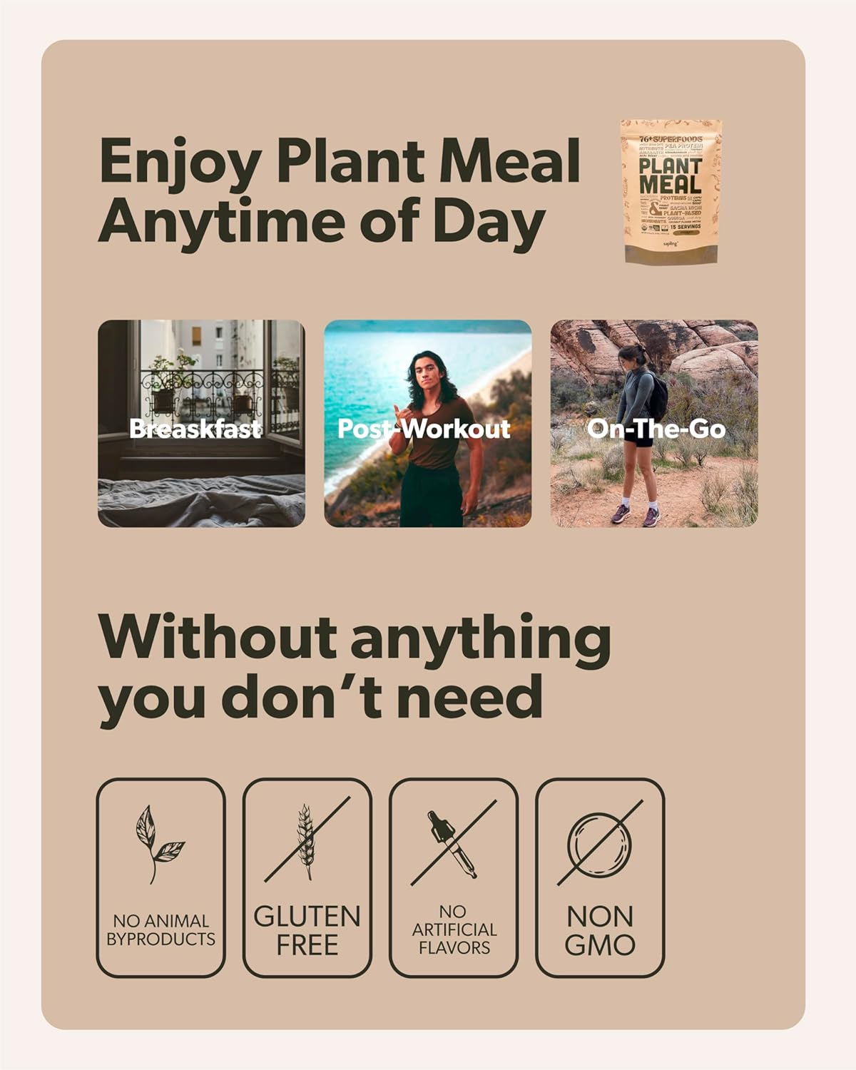 71R6-YNtshL._SL1500_.jpg Plant Meal Replacement Shake - Chocolate - 25g of Plant Based Vegan Protein Powder, 76+ Organic Superfoods, Vitamins & Minerals, Mushrooms, Super Greens, Digestive Enzymes & Probiotics - 15 Servings - Image 7