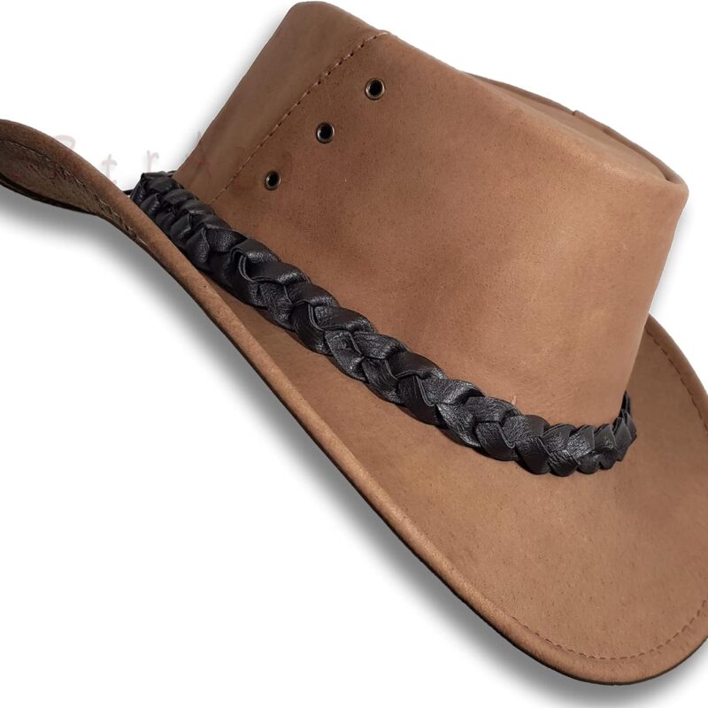 Oztrala Buffalo Leather Hat Australian Outback Western Cowboy Mesh Mens Womens Kids Jacaru Black Brown Tan HLBS HLBB