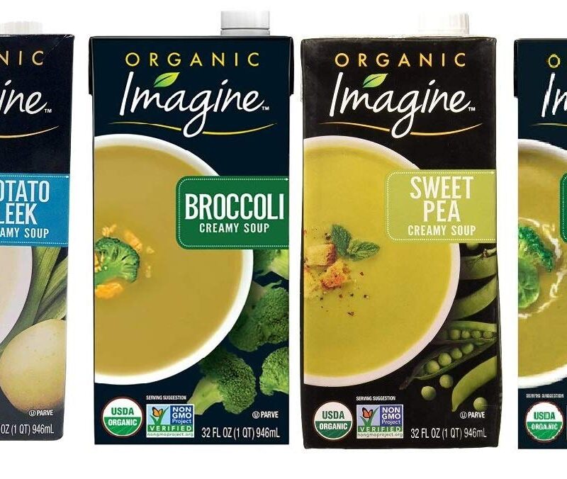 Imagine Organic Soup Variety Pack: Creamy Potato Leek, Broccoli, Sweet Pea, Super Greens, 32 ounce (Pack of 4)L8