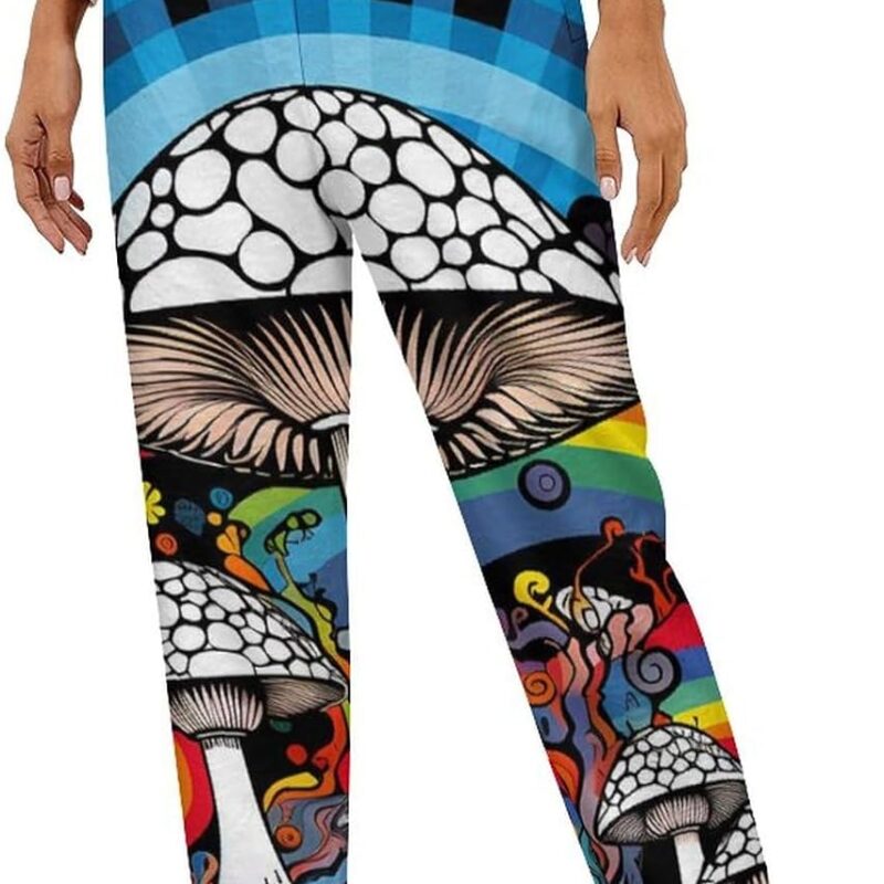 Mushroom Women's Pajama Pants Lounge Pants Drawstring Wide Leg Pants Loose Sleepwear Sweatpants