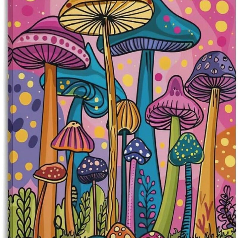 GUNBUZI Vintage Danish Pastel Mushroom Poster - Aesthetic Wall Art - Trendy Bedroom Decor - Cute Room Decor for Girls - Soft Pastel Colors. 16x24inch(40x60cm) Frame-.
