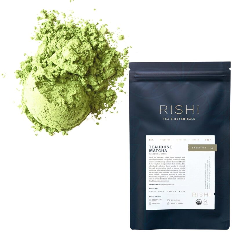 Rishi Tea Teahouse Matcha Powder - Organic Japanese First Harvest Ceremonial Grade Matcha Green - 3.52 Ounces, 50+ Servings