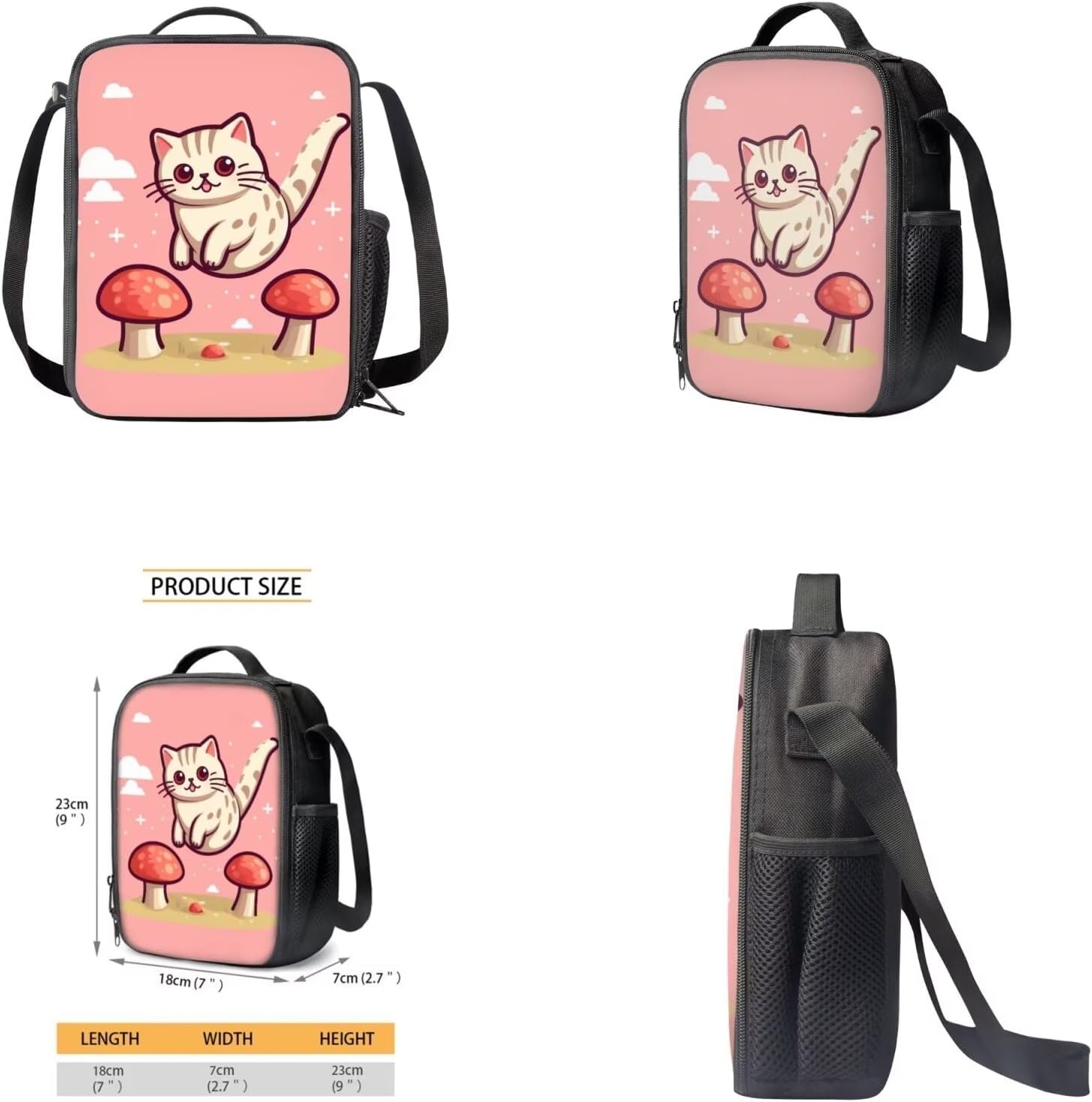 71XV-SI-JVL._AC_SL1500_.jpg Cute Cat Mushroom Backpack for Girls Bookbags for Teens Kid Elementary Middle High Student, Lightweight School Bag Shoulder bag with Lunch Bag Pencil Case Water Bottle Sleeve - Image 4