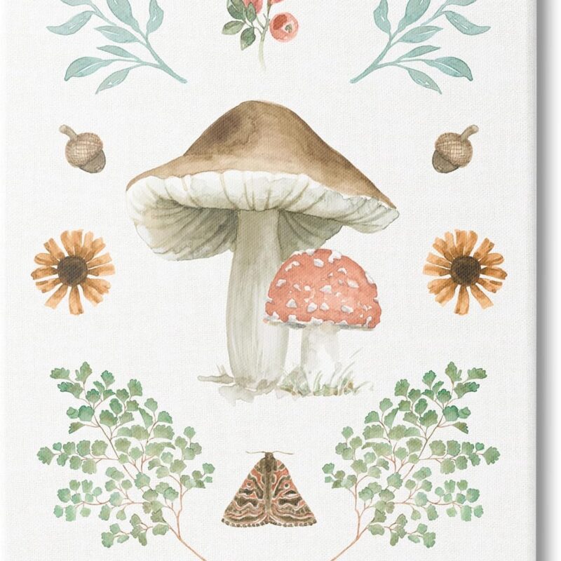 Stupell Industries Moth & Mushrooms Painting Canvas Wall Art Design by Beth Grove
